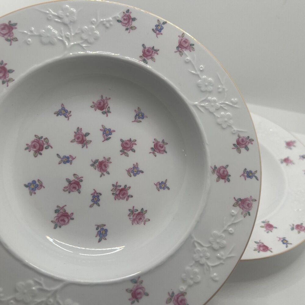 CHARLENE By Copeland Spode, TWO RIMMED SOUP BOWLS 8” HAND NUMBERED + SIGNED RARE